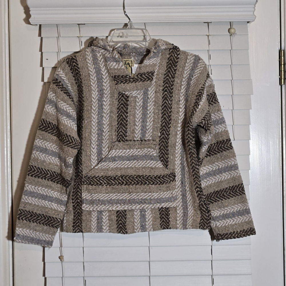 BAJA JOE HOODIE MEXICAN STYLE SWEATER MIDWESTERN HIPPIE DRUG RUG ‎ YOUTH XL